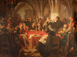 August Noackin uskonnollinen vuoropuhelu Marburgin linnassa 1869 ilman kehystä tekijältä Heinrich Stürzl