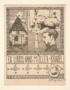 Kirjakilpi: Ex Libris Hans Mueller-Brauel tekijältä Heinrich Vogeler