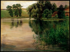 "At a Pond", 1870-1900. Saksalainen maalaus