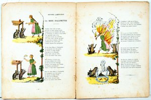 Tulitikkulaatikon valitettava historia, kuvitus Hoffmanns Struwwelpeterin ranskankielisestä käännöksestä, jonka on tehnyt Trim (Louis Gustave Ratisbonne, 1827-1900), n. 1850 tekijältä Heinrich Hoffmann