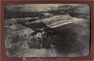 Ensimmäinen maailmansota: "Ukraina vuosina 1914-1916 Saksan armeijan hyökkäyksen aikana. Ilmakuva (mv/w valokuva) tekijältä Heldenfriedhof Dsessentniki (attr. to)