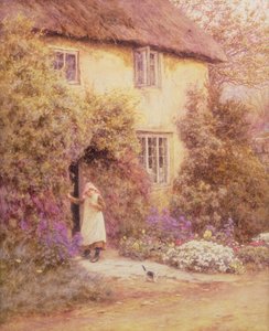 Mökin ovi (akvarelli) tekijältä Helen Allingham
