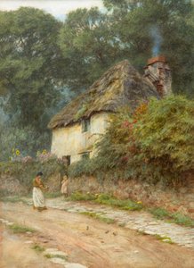 Devonshiren mökki (akvarelli) tekijältä Helen Allingham