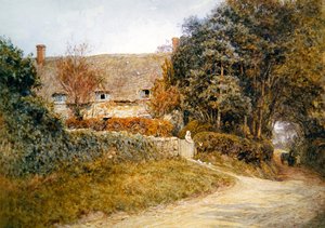Kyyhkysten ruokinta (akvarelli paperille) tekijältä Helen Allingham