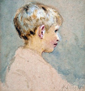 Pojan pää (akvarelli paperille) tekijältä Helen Allingham