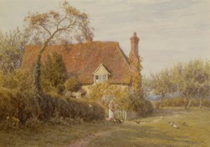 Hedges Farm, East End Farm, Pinner (lyijykynä ja vesiväri) tekijältä Helen Allingham