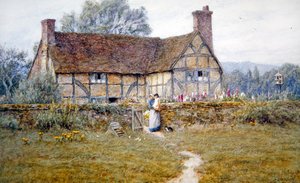 Vanha mökki Alfristonissa (akvarelli paperille) tekijältä Helen Allingham