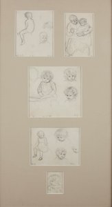 Luonnokset Henry Allinghamista, n. 1884 (kynä paperille) tekijältä Helen Allingham