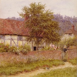 The Stray Kitten, n. 1891 (öljy kankaalle) tekijältä Helen Allingham