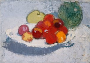 Asetelma hedelmien kanssa, n. 1915 (öljy kankaalle) tekijältä Helene Schjerfbeck