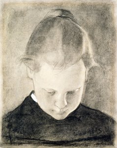 The Reading Girl, n. 1905 (hiili ja guassi paperilla) tekijältä Helene Schjerfbeck