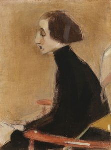 Ompelija, puolihahmokuva (Työskentelevä nainen) tekijältä Helene Schjerfbeck