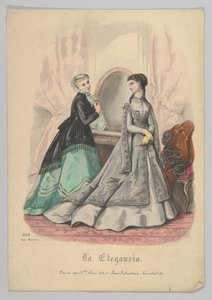 Kaksi naista peilin kanssa, nro 868, La Elegancia San Sebastian, 1800-luku. tekijältä Heloise Leloir