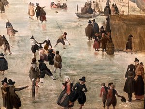 Hollanti: IJslandschap / Luistelu Talvimaisema, jossa on lukuisia luistelijoita tekijältä Hendrick Avercamp