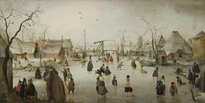 Hollanti: Jääviihdettä kylän Ice Scene -tapahtumassa tekijältä Hendrick Avercamp