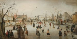 Luistelu kaupungissa. Noin 1610