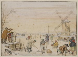 Huvittelua jäällä tekijältä Hendrick Avercamp