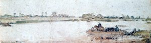 Jokimaisema köysilauttalla, 1600-luvun alku. tekijältä Hendrick Avercamp