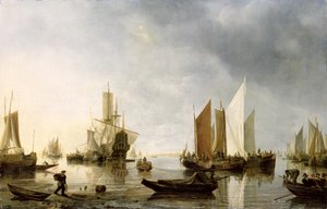 Satama ankkuroitujen laivojen kanssa, 1655-60 tekijältä Hendrick Dubbels