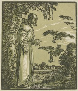Paavali Erakko (Elia?), jota korpit ruokkivat tekijältä Hendrick Goltzius (attributed to)