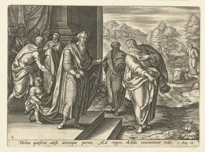 Elia puhuu toisen kerran kuningas Ahabin kanssa History of Eliah (sarjan nimi) tekijältä Hendrick Goltzius (rejected attribution)