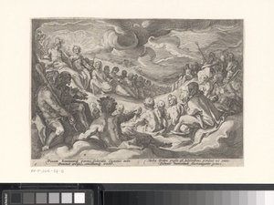 Jupiter kysyy neuvoa olympialaisilta Metamorphoses of Ovid (sarjan nimi) tekijältä Hendrick Goltzius (workshop of)