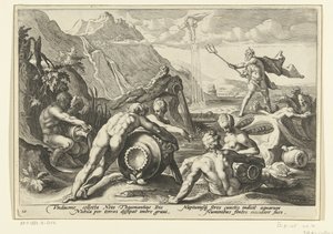 Neptunus ja jokien jumalat aiheuttavat tulvan Ovid