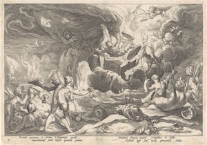 Val van Phaëthon Metamorfosen van Ovidius (sarjan nimi) tekijältä Hendrick Goltzius (workshop of)
