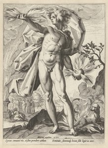 ilotulitus Ignis (otsikko esineessä) The Four Elements (sarjan nimi) tekijältä Hendrick Goltzius (workshop of)