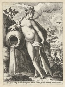 Vesi Aqua (otsikko esineessä) The Four Elements (sarjan nimi) tekijältä Hendrick Goltzius (workshop of)