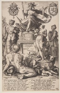 Allegoria Roomasta, nimikilpi teoksesta Roomalaiset sankarit. tekijältä Hendrick Goltzius