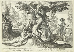 Battus muuttuu kiveksi tekijältä Hendrick Goltzius