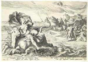 Euroopan sieppaus tekijältä Hendrick Goltzius