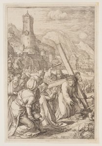 Kristus kantaa ristiä, elokuvasta Passio tekijältä Hendrick Goltzius