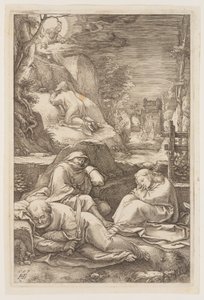Kristus Öljymäellä, elokuvasta "Passio". tekijältä Hendrick Goltzius