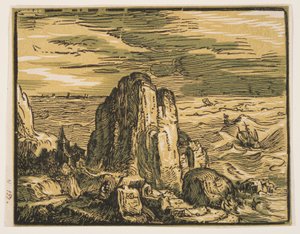 Kallio merenrannalla tekijältä Hendrick Goltzius