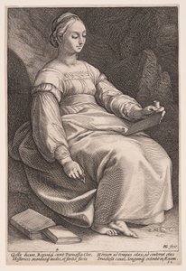 Clio, historian muusa, teoksesta The Nine Muses (Yhdeksän muusaa). tekijältä Hendrick Goltzius