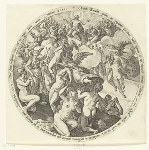 Siunatut otetaan vastaan ​​taivaassa Viimeinen tuomio (sarjan nimi) tekijältä Hendrick Goltzius