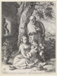 Pyhä perhe ja Johannes Kastaja tekijältä Hendrick Goltzius