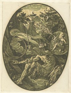 Demogorgon ikuisuuden luolassa Jumalat ja jumalattaret (sarjan nimi) tekijältä Hendrick Goltzius