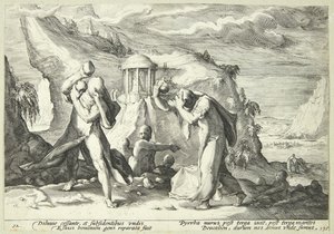 Deukalion i Pyrrha poblen el món en neofinès tekijältä Hendrick Goltzius