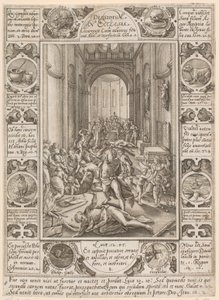 Dissidium in Ecclesia, sarjan ”Kristillisen uskon allegoriat” 8. lehti tekijältä Hendrick Goltzius