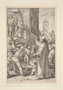 Ecce Homo, The Passion, #8 12 kaiverruksen sarjassa tekijältä Hendrick Goltzius