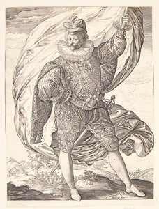 Lipunkantaja oikealle kääntyneenä tekijältä Hendrick Goltzius