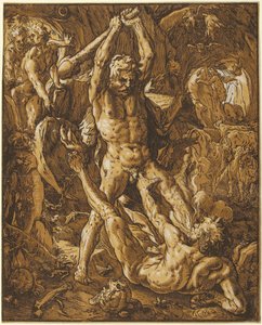 Herkules surmaa Cacuksen tekijältä Hendrick Goltzius