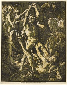 Herkules surmaa Cacuksen tekijältä Hendrick Goltzius