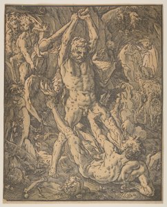 Hercules ja Cacus tekijältä Hendrick Goltzius
