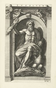 Jupiter Jupiter (otsikko esineessä) Kahdeksan klassista jumalaa (sarjan nimi) tekijältä Hendrick Goltzius