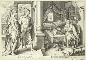 Jupiter ja Juno neuvottelevat Teiresiasta tekijältä Hendrick Goltzius