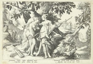 Dianaksi naamioitunut Jupiter viettelee Kalliston tekijältä Hendrick Goltzius
